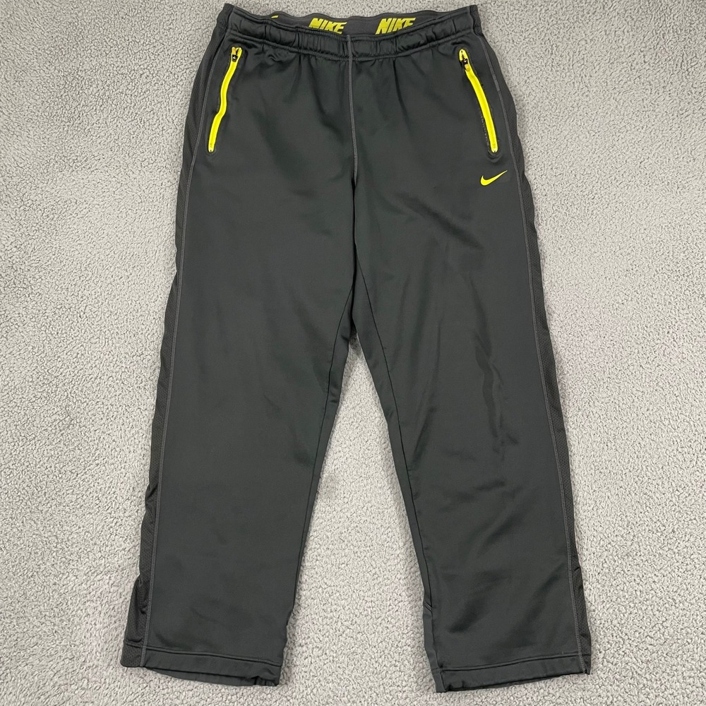 Nike Therma-FIT Training Pants Men XL Gray Volt Sportswear Open Hem 480139-061